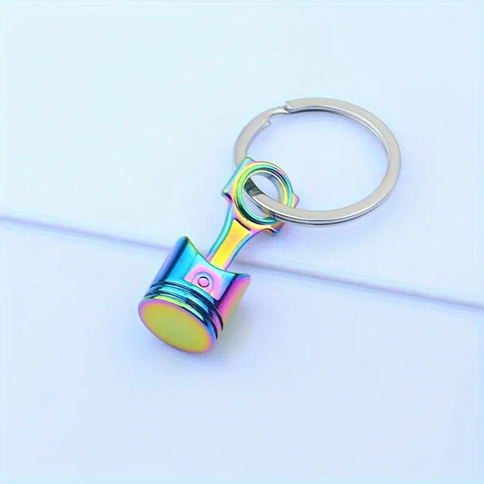 Porte-clés piston voiture en métal multicolore – Breloque mécanique originale pour homme
