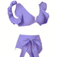 Bikini à volants – Haut élégant avec décolleté doré et culotte nouée avec grand nœud