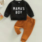 Ensemble Bébé Garçon Mama’s Boy – Sweat Bleu et Pantalon Gris Confortable