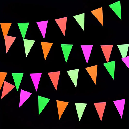 Guirlande Fanions Fluorescents Néon – Décoration de Fête, Anniversaire, Soirée Fluo & Événement Festif
