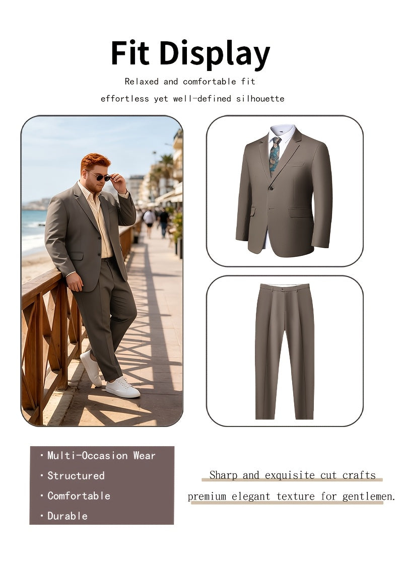 Costume 2 pièces uni pour homme grande taille