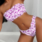 Bikini bandeau à volants avec imprimé fleuri – Style romantique et coupe échancrée