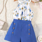 Chemise fille été sans manches motif papillons avec short violet chic