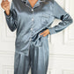 Pyjama Femme Satin Chic – Ensemble Long avec Chemise Boutonnée & Pantalon Fluide, Lingerie de Nuit Élégante et Confortable