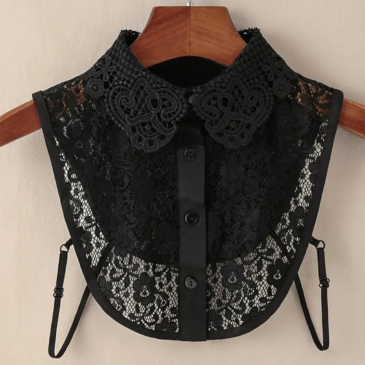 Faux col femme dentelle chic – Col amovible élégant en noir ou blanc pour pull, robe et chemisier