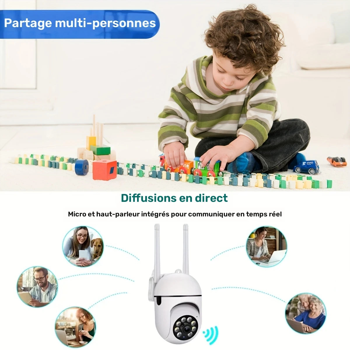 Caméra de surveillance Wi-Fi extérieure HD 2MP – Vision nocturne couleur et infrarouge, détection de mouvement, audio bidirectionnel
