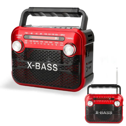 Radio Portable X-BASS FM/AM/SW avec USB, Carte TF et Prise Casque – Son Puissant et Clair
