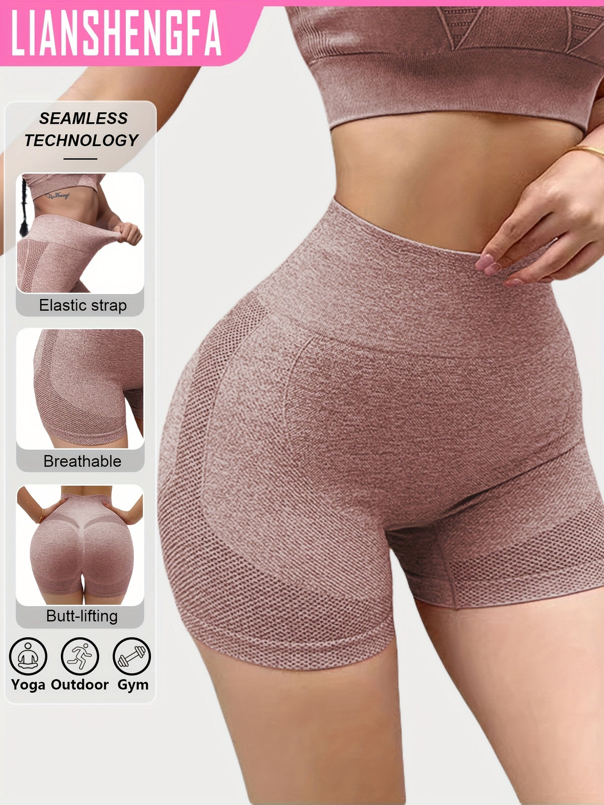 Leggings de Yoga Sans Couture Taille Haute Effet Remonte-Fesses