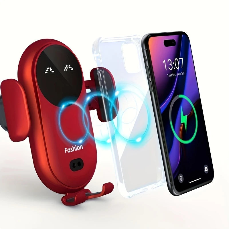 Support Voiture Intelligent avec Chargeur Sans Fil – Détection Automatique & Affichage LED, Design Robot