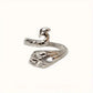 Bague Ajustable Style Vintage en Métal Argenté – Accessoire Élégant pour Passionnés de Tricot et Crochet