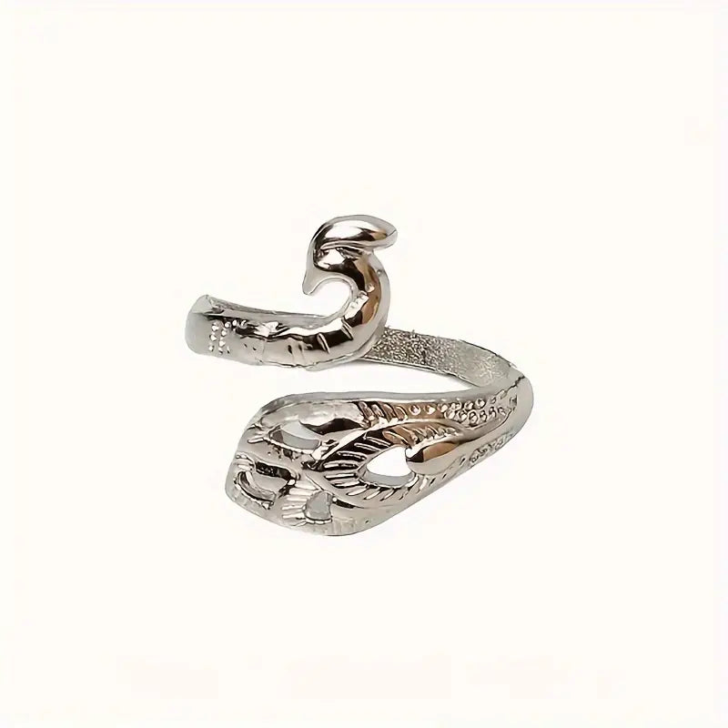 Bague Ajustable Style Vintage en Métal Argenté – Accessoire Élégant pour Passionnés de Tricot et Crochet