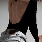 Body Femme Uni Dos Nu – Manches Longues & Coupe Sexy