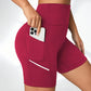 Shorty Gainant Femme Sport Taille Haute avec Poche – Legging Court Sculptant, Effet Ventre Plat et Maintien Optimal