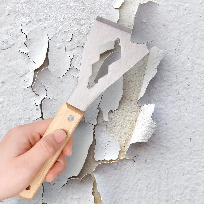 Spatule Multifonction en Acier Inoxydable avec Manche en Bois – Grattoir à Peinture, Décapage et Serrage – Collection Outils de Peinture