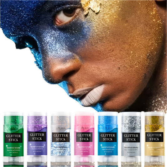 Stick Pailleté Visage & Corps – Glitter Maquillage Couleurs Intenses pour Cheveux et Peau