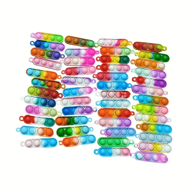 Porte-clés Enfant Pop It Antistress – Lot de 30 Mini Porte-clés Colorés Sensoriels en Silicone