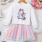 Robe fille licorne blanche avec jupe tutu arc-en-ciel – Tenue féérique et colorée