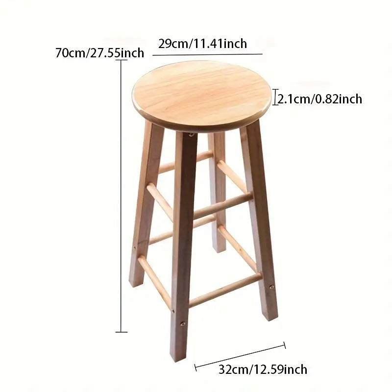 Tabouret Haut en Bois Massif – Chaise de Bar Ronde Disponible en 3 Hauteurs