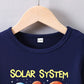 T-shirt garçon bleu Solar System – Haut éducatif avec planètes du système solaire