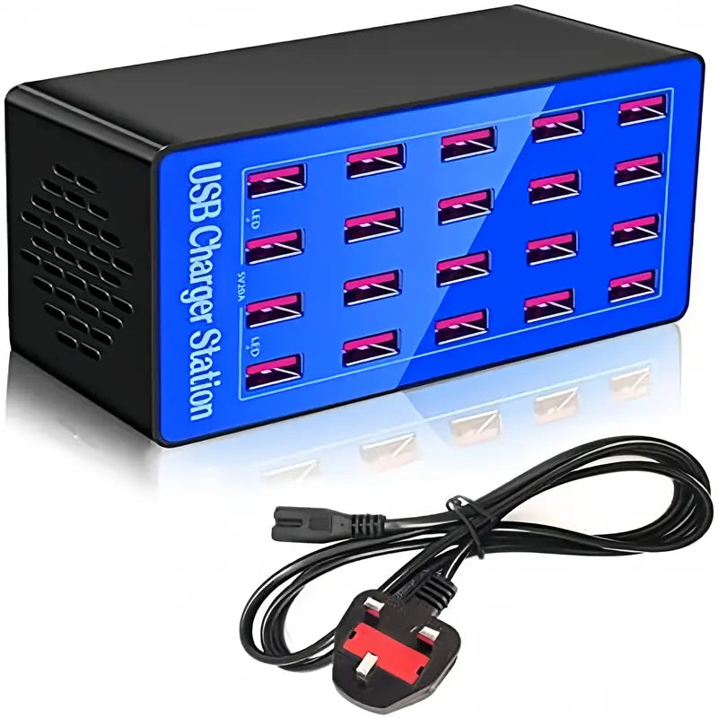 Station de Charge USB 20 Ports – Hub Multiprise Rapide pour Smartphones, Tablettes et Gadgets Électroniques