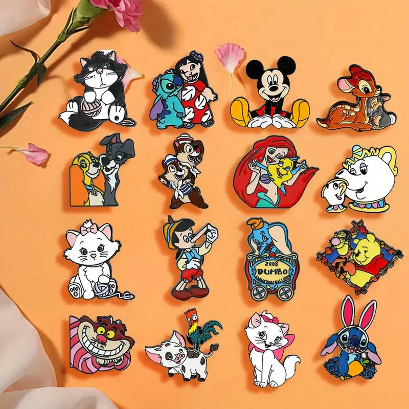 Lot de Broches Disney Enfant – Pins Mickey, Stitch, Bambi, La Petite Sirène, Winnie et Personnages Classiques