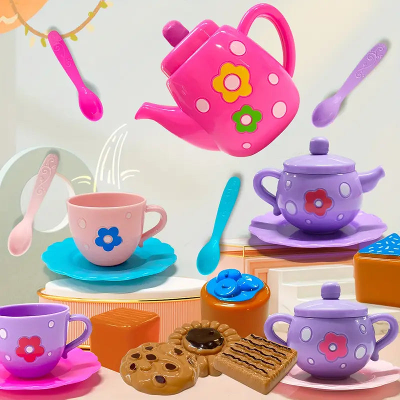 Set de Dinette Jouet pour Bébé – Service à Thé avec Tasses, Assiettes et Gâteaux Colorés