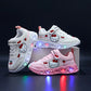 Baskets fille lumineuses Hello Kitty – Chaussures de sport roses et blanches à LED