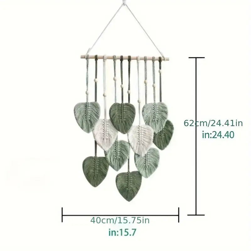 Suspension Murale Bohème en Macramé Feuilles – Déco Naturelle pour Salle de Classe ou Chambre d’Enfant