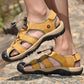 Sandales Faites à la Main en Cuir de Vachette avec Semelle Épaisse, coloris Jaune