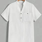 Chemise Homme Col Mao Décontractée – Manches Courtes Boutonnée, Style Estival Chic