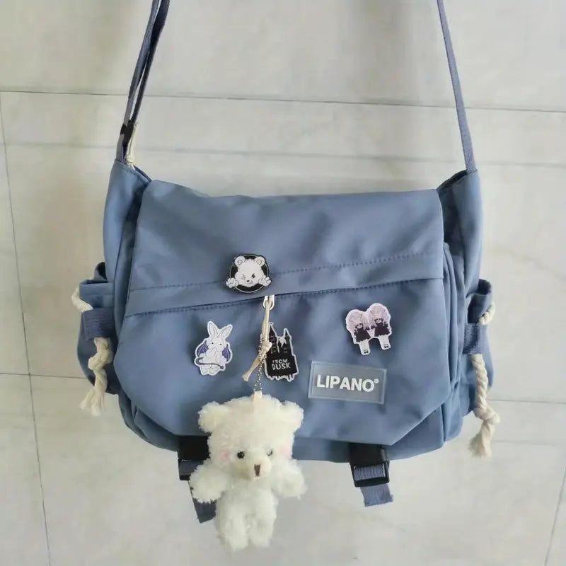 Sac besace femme style coréen avec peluche Bandoulière décontractée, grande capacité et look tendance