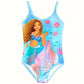 Maillot de bain fille une pièce motif sirène princesse – Bleu océan avec bretelles fines
