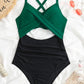 Maillot de bain une pièce croisé – Gainant et élégant avec découpe taille haute