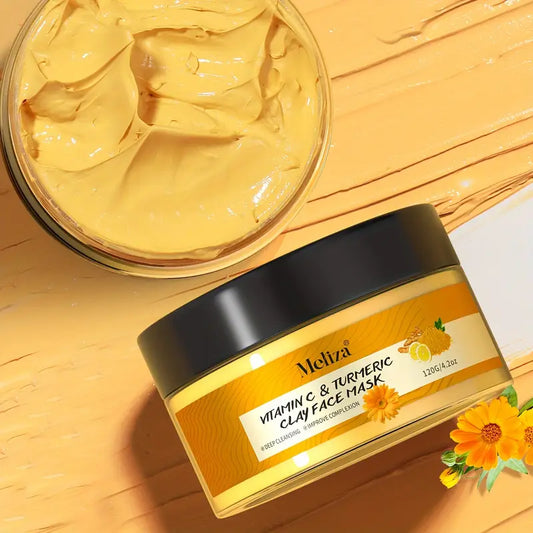 Masque Visage à l’Argile, Curcuma & Vitamine C – Nettoyage en Profondeur, Teint Éclatant & Anti-Imperfections – 120g