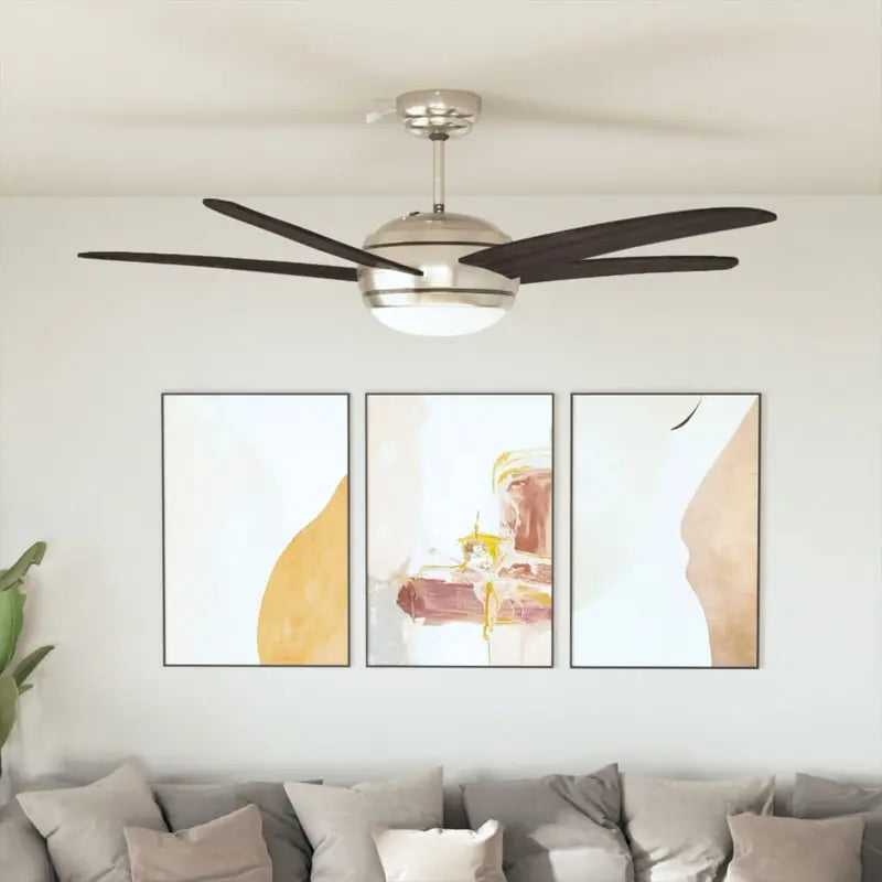 Ventilateur de plafond design moderne – 5 pales en bois avec éclairage LED intégré silencieux