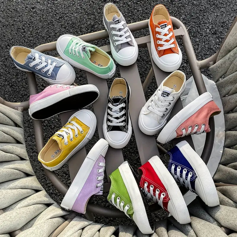 Baskets fille colorées en toile – Chaussures de sport légères et confortables à lacets, style décontracté