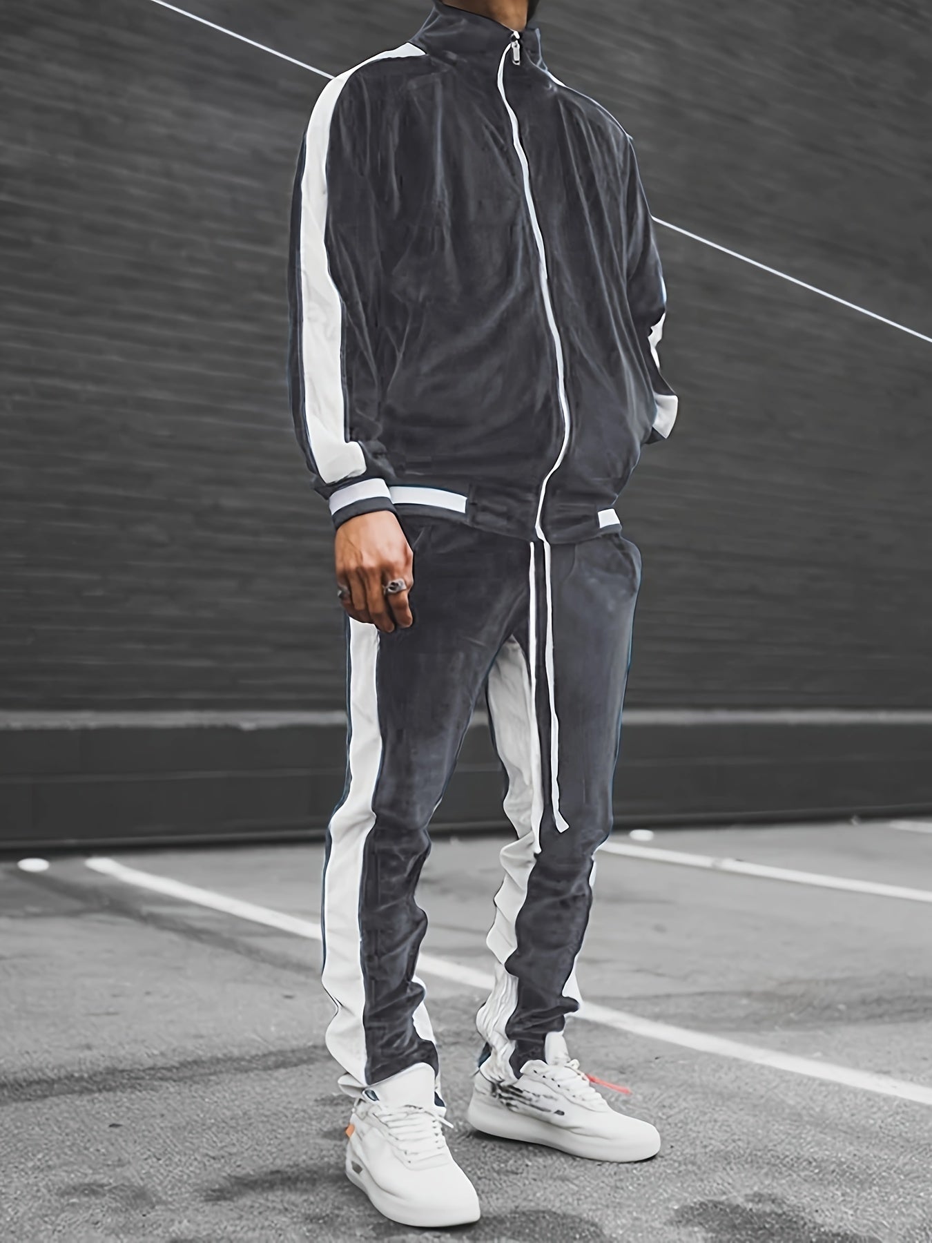 Ensemble de survêtement en velours pour homme