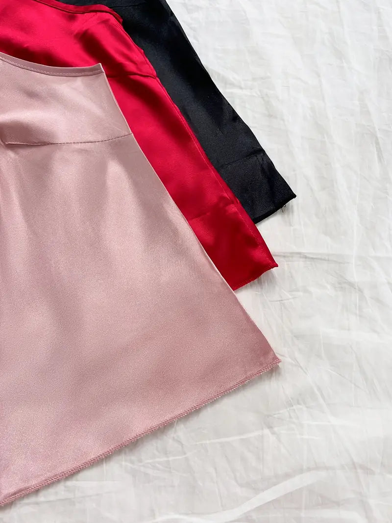 Pyjama Femme Satin 2 Pièces – Sous-vêtements et Pyjamas Élégants Débardeur & Short avec Volants