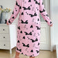Chemise de Nuit à Manches Longues Automne/Hiver avec Imprimé Nœud Rose