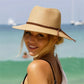 Chapeau femme été noir à large bord – Protection solaire élégante avec bande tressée