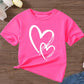 T-shirt fille violet avec imprimé cœurs blancs – Style tendance et mignon