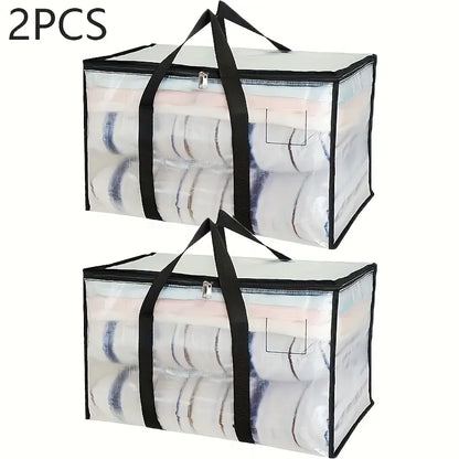 Sac de rangement transparent grande capacité Idéal pour vêtements, couettes et couvertures