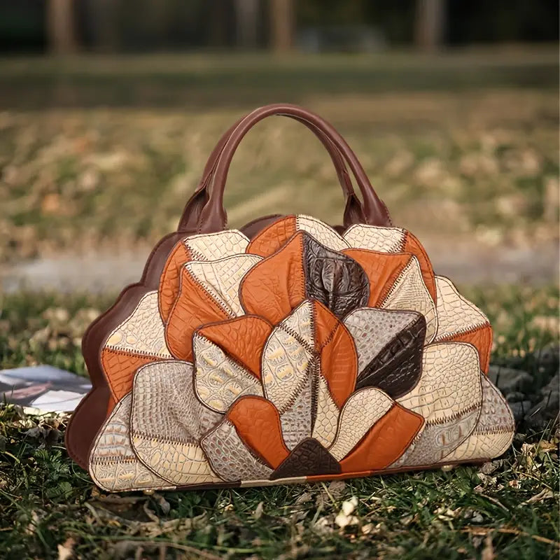 Sac à main femme design feuilles en cuir Originalité et élégance naturelle