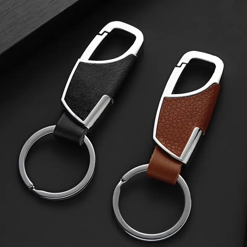 Porte-clés homme en cuir et métal – Mousqueton élégant et robuste pour clés de voiture