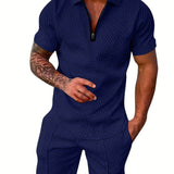 Ensemble sportif – T-shirt à col en V et shorts, coloris Bleu marine