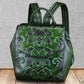 Sac à dos femme en cuir marron gravé – Élégant, vintage et artisanal