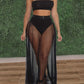Ensemble Plage 2 Pièces – Haut Bandeau et Jupe Longue Transparente Plissée