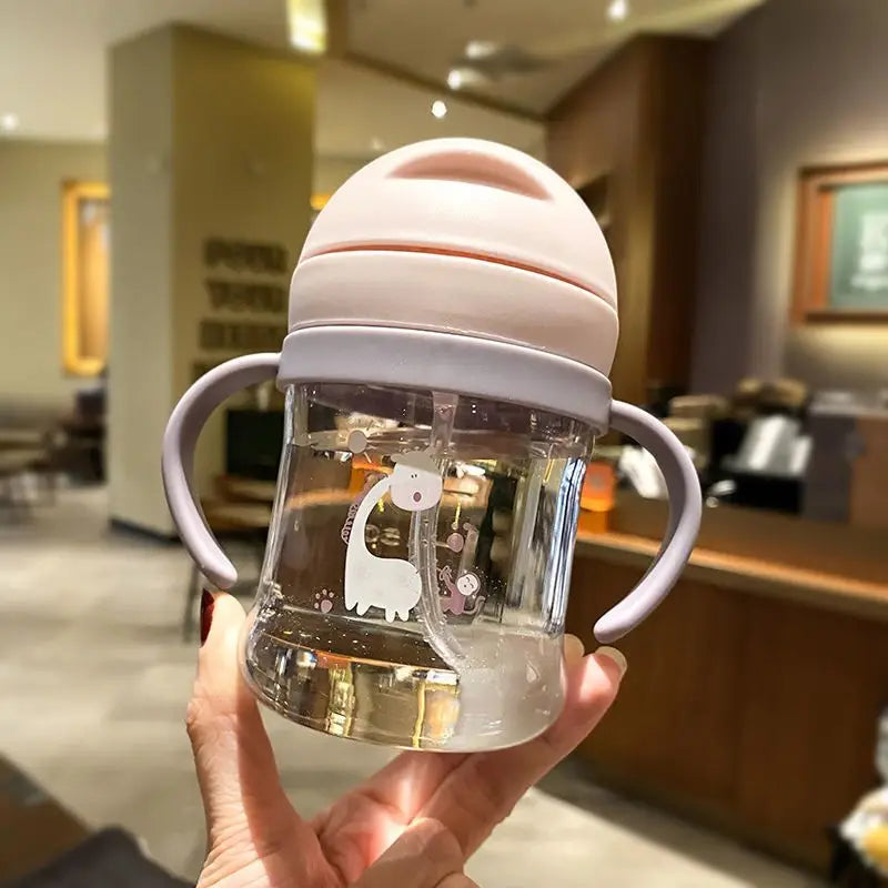 Gourde Bébé avec Paille Anti-Fuite – Bouteille d’Apprentissage à Poignées pour Enfants et Tout-Petits