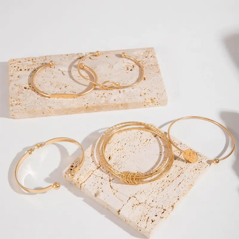Lot de bracelets manchettes femme dorés – Bijoux élégants minimalistes tendance