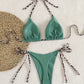 Haut de Bikini Femme Triangle – Bretelles Léopard à Nouer, Look Sauvage et Raffiné